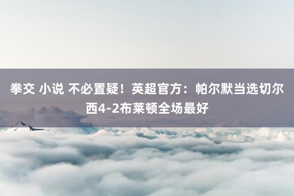 拳交 小说 不必置疑！英超官方：帕尔默当选切尔西4-2布莱顿全场最好