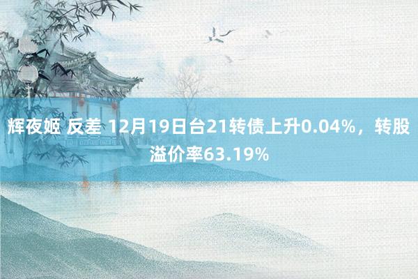 辉夜姬 反差 12月19日台21转债上升0.04%，转股溢价率63.19%