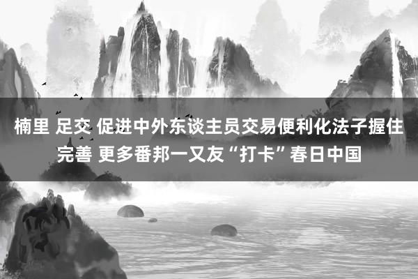 楠里 足交 促进中外东谈主员交易便利化法子握住完善 更多番邦一又友“打卡”春日中国