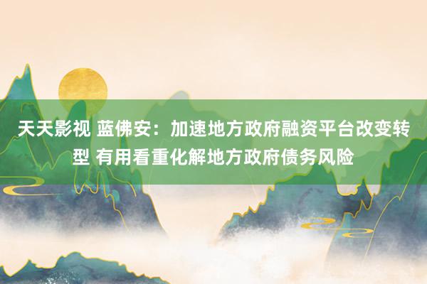 天天影视 蓝佛安：加速地方政府融资平台改变转型 有用看重化解地方政府债务风险
