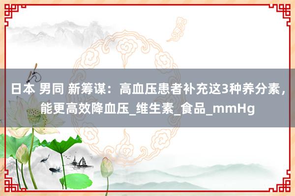 日本 男同 新筹谋：高血压患者补充这3种养分素，能更高效降血压_维生素_食品_mmHg